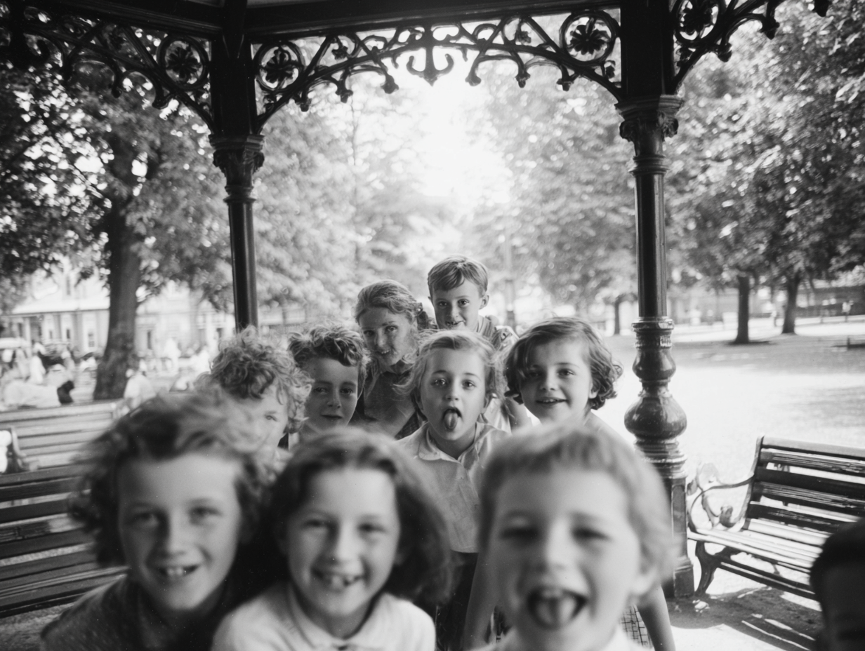 Children at the bandstand, 1954